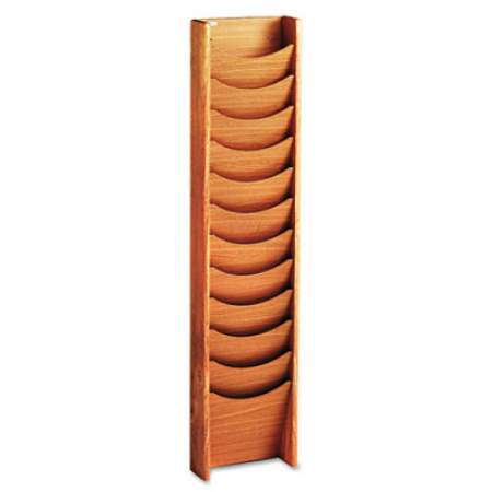 Safco Solid Wood Wall-Mount Literature Display Rack, 11.25w x 3.75d x 48.75h, Medium Oak (4331MO)