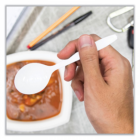 Reliance Mediumweight Cutlery, Soup Spoon, Plastic, White, 1,000/Carton (RSWS)