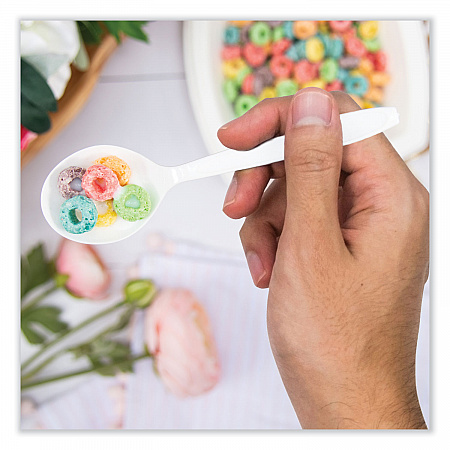 Reliance Mediumweight Cutlery, Soup Spoon, Plastic, White, 1,000/Carton (RSWS)