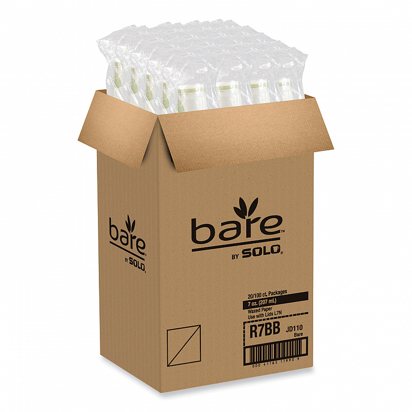 Bare Eco-Forward Paper Cold Cups, ProPlanet Seal, 7 oz, Green/White, 100/Sleeve, 20 Sleeves/Carton (R7BBBB)