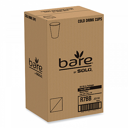 Bare Eco-Forward Paper Cold Cups, ProPlanet Seal, 7 oz, Green/White, 100/Sleeve, 20 Sleeves/Carton (R7BBBB)