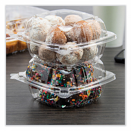 ClearSeal Hinged-Lid Plastic Containers, 5.86 x 3.11, Clear, Plastic, 500/Carton (PET57PST1)