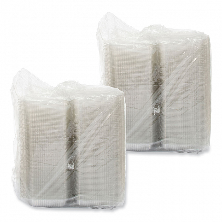 StayLock Clear Hinged Lid Containers, 6.8 x 9.4 x 2.6, Clear, Plastic, 125/Pack, 2 Packs/Carton (PET32UT1)