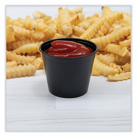 Portion Containers, 5.5 oz, Plastic, Black, 250/Bag, 10 Bags/Carton (P550BLK)