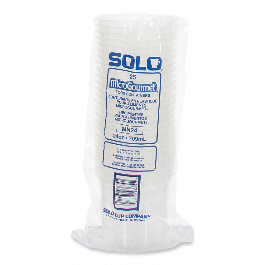 Microgourmet Plastic Deli Container, 24 oz, 4.7" Diameter x 4.18" h, Translucent, 500/Carton (MN240100)