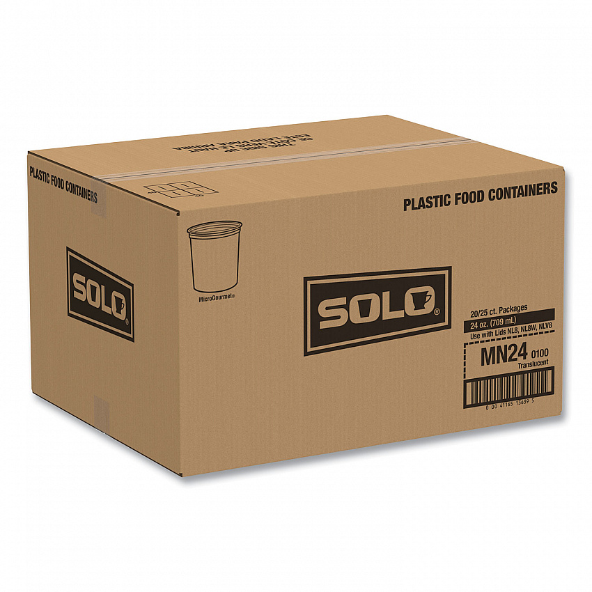 Microgourmet Plastic Deli Container, 24 oz, 4.7" Diameter x 4.18" h, Translucent, 500/Carton (MN240100)