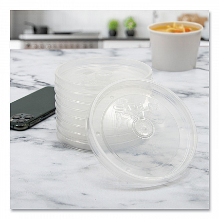 Polypropylene Vented Food Container Lids, Recessed, For 32 oz Food Containers, Clear, Plastic, 1,000/Carton (LPH4320090)