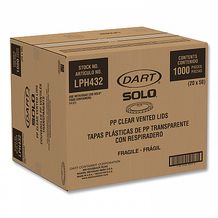 Polypropylene Vented Food Container Lids, Recessed, For 32 oz Food Containers, Clear, Plastic, 1,000/Carton (LPH4320090)