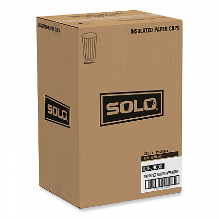 Symphony Duo-Shield Paper Hot Cup, 8 oz, White/Beige/Red, 50/Bag, 20 Bags/Carton (IC8SYM)