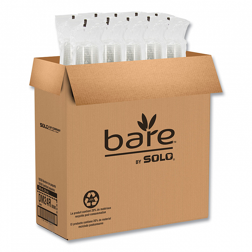 Bare Eco-Forward RPET Deli Containers, ProPlanet Seal, 24 oz, 4.61" Diameter x 4.25" h, Clear, Plastic, 500/Carton (DM24R)