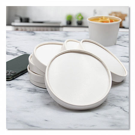 Flexstyle Double Sided Poly (DSP) Paper Lid, For 32 oz Food Containers, 4.6