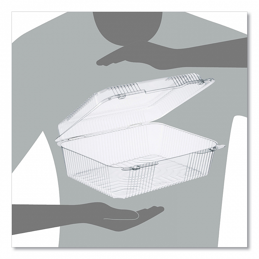 StayLock Clear Hinged Lid Containers, 10.5 x 8.6 x 3.8, Plastic, 200/Carton (C80UT1)