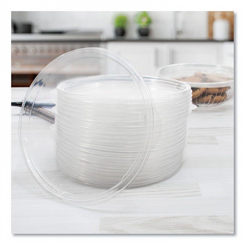 PresentaBowls Clear Flat Lids, 7.2" Diameter x 0.4" h, Plastic, 252/Carton (C64BL)