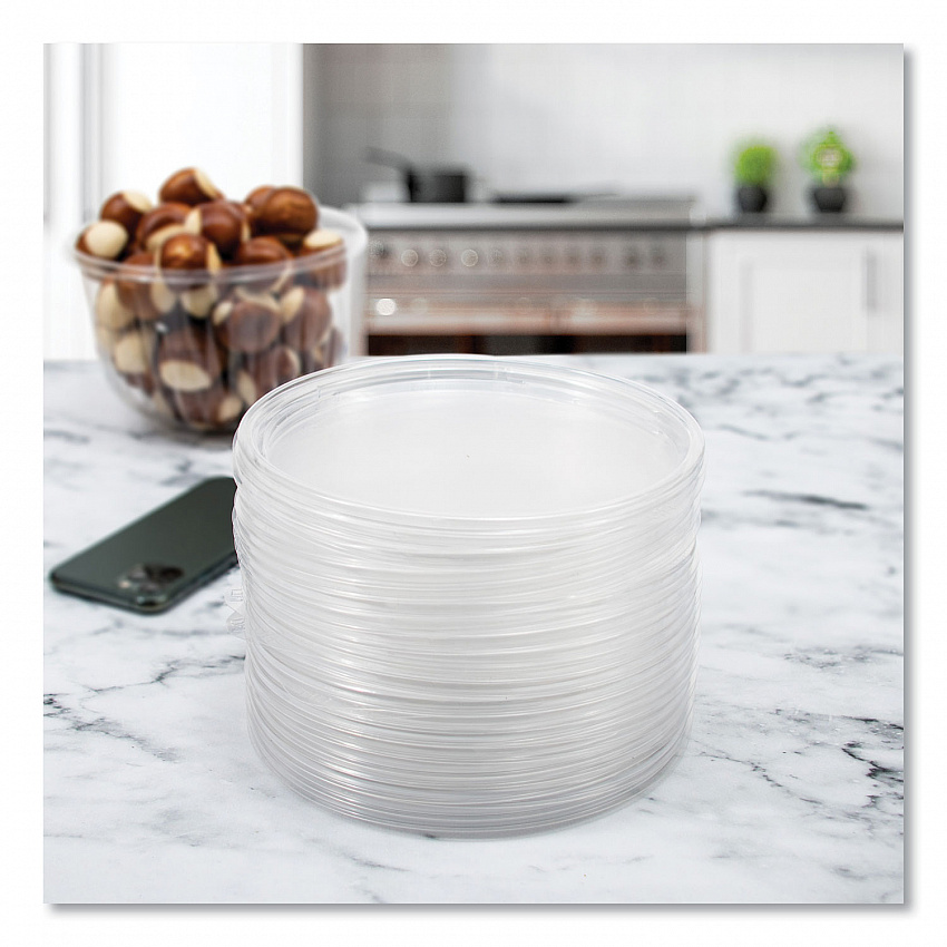 PresentaBowls Clear Flat Lids, 7.2" Diameter x 0.4" h, Plastic, 252/Carton (C64BL)