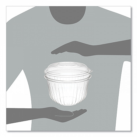 PresentaBowls Bowl/Lid Combo-Paks, 64 oz, Clear, Plastic, 126/Carton (C64BCD)