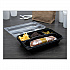 Creative Carryouts Hinged Plastic Hot Deli Boxes, 4 Compartments, 8.05 x 11.5 x 2.95, Black/Clear, 100/Carton (919020PM94)