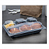 Creative Carryouts Hinged Plastic Hot Deli Boxes, 4 Compartments, 8.05 x 11.5 x 2.95, Black/Clear, 100/Carton (919020PM94)