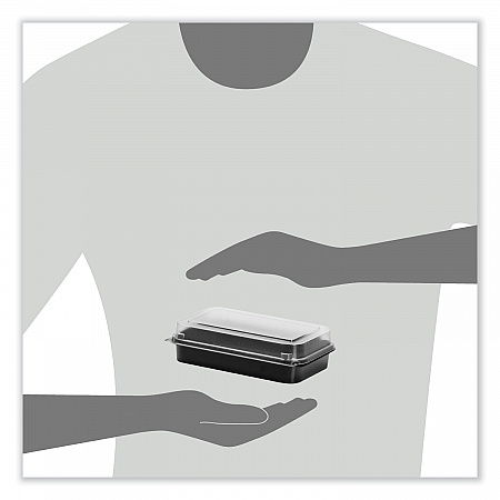 Creative Carryouts BoxLine Black Base/Clear Lid Hinged Containers, 3.9 x 6 x 1.8, Plastic, 500/Carton (850618PS94)