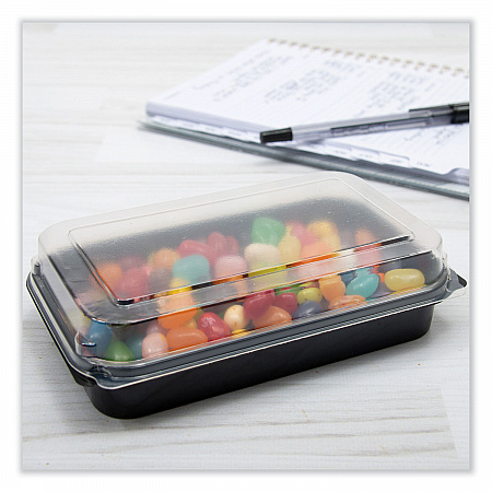 Creative Carryouts BoxLine Black Base/Clear Lid Hinged Containers, 3.9 x 6 x 1.8, Plastic, 500/Carton (850618PS94)