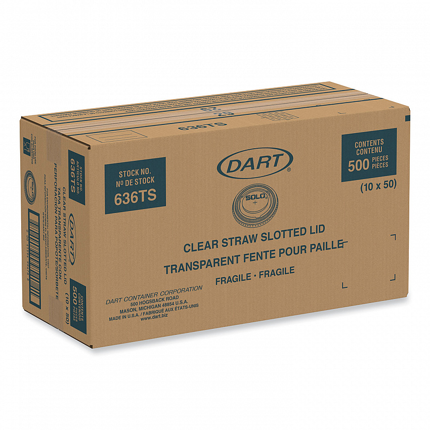 Plastic Cold Cup Lids, Fits 32 oz Cold Cups, Plastic, Clear, 500/Carton (636TS)