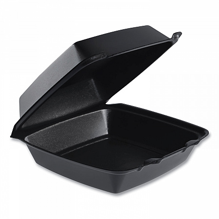 Insulated Foam Hinged Lid Containers, 7.96 x 8.36 x 3.2, Black, 200/Carton (85HTB1R)