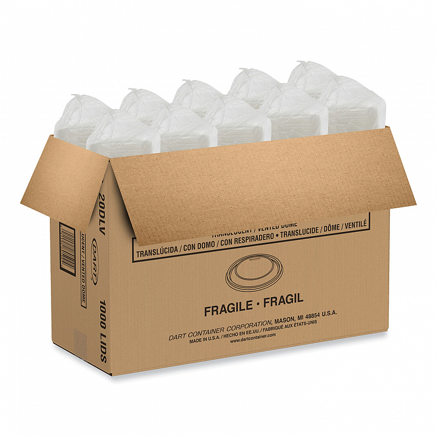 Dome Lids for Foam Cups and Containers, Vented, Fits 5 oz to 32 oz Cups/Containers, Plastic, Translucent, 1,000/Carton (20DLV)