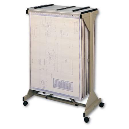 Safco Mobile Plan Center Sheet Rack, 18 Hanging Clamps, 43.75w x 20.5d x 51h, Sand (5060)