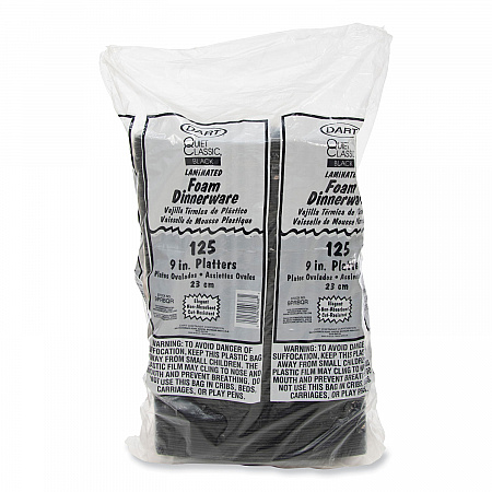 Quiet Classic Laminated Foam Dinnerware, Platter, 6.7 x 9.8, Black, 500/Carton (9PRBQR)