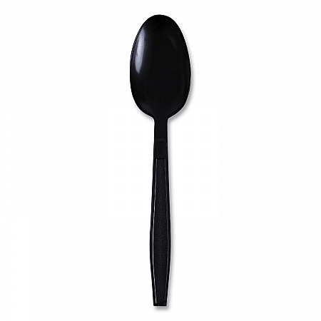 Heavyweight Wrapped Polypropylene Cutlery, Spoon, Plastic, Black, 1,000/Carton (TSHWPPBIW)