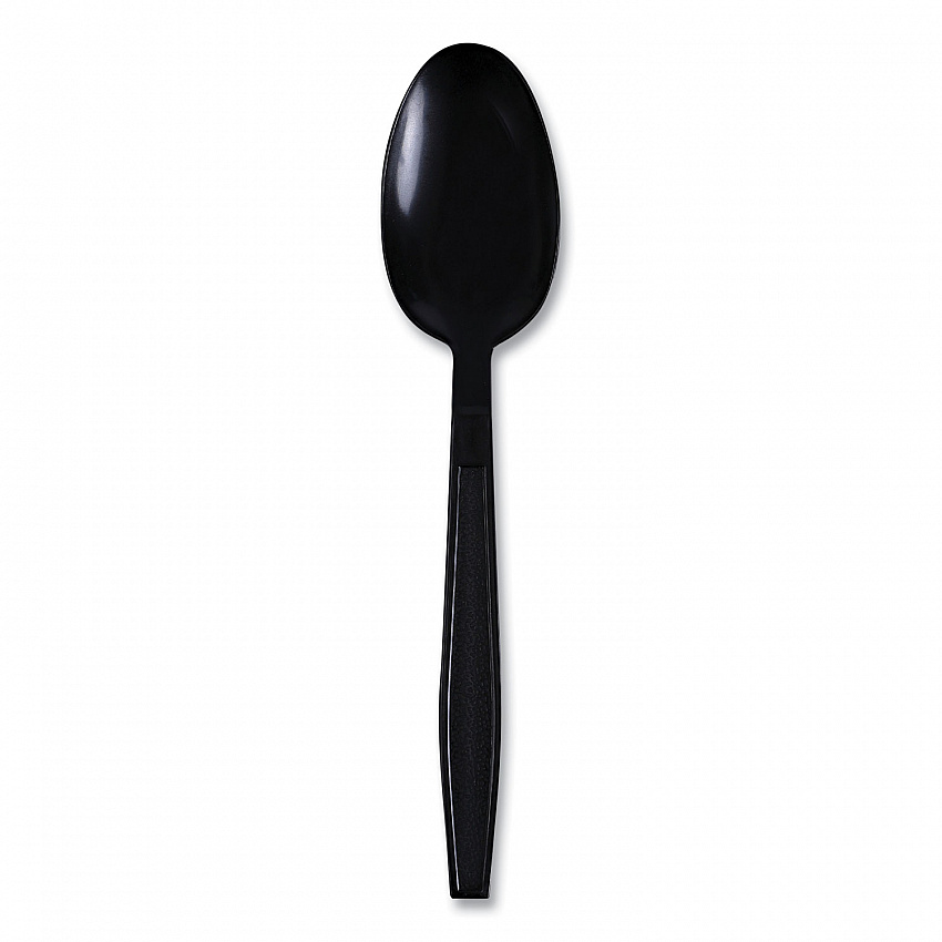 Heavyweight Wrapped Polypropylene Cutlery, Spoon, Plastic, Black, 1,000/Carton (TSHWPPBIW)