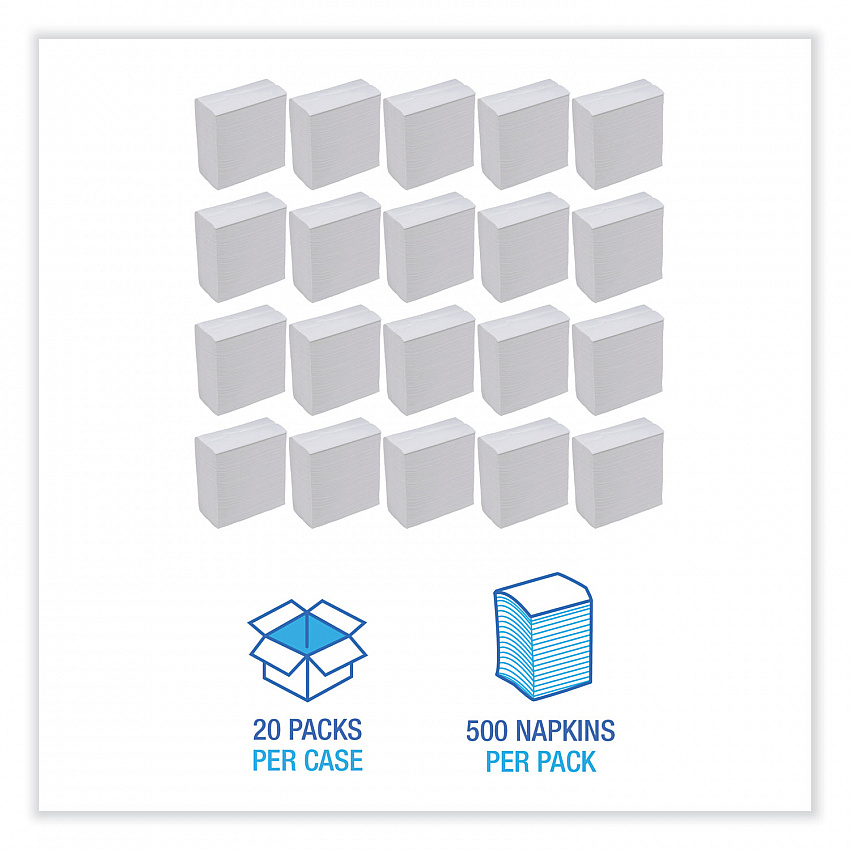 Tall Fold Dispenser Napkin, 12 x 7, White, 500/Pack, 20 Packs/Carton (8302W)
