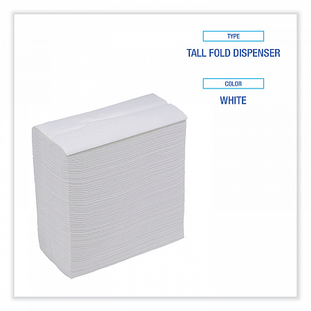 Tall Fold Dispenser Napkin, 12 x 7, White, 500/Pack, 20 Packs/Carton (8302W)