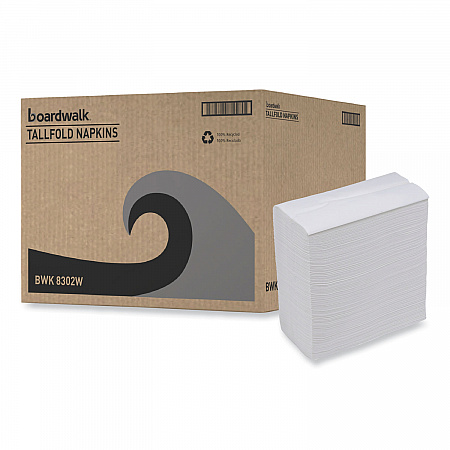 Tall Fold Dispenser Napkin, 12 x 7, White, 500/Pack, 20 Packs/Carton (8302W)