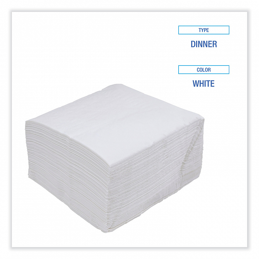 Dinner Napkin, 1-Ply, 17 x 17, White, 250/Pack, 12 Packs/Carton (8307W)