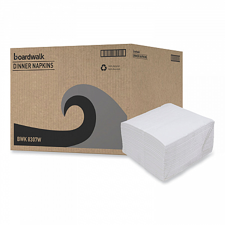 Dinner Napkin, 1-Ply, 17 x 17, White, 250/Pack, 12 Packs/Carton (8307W)