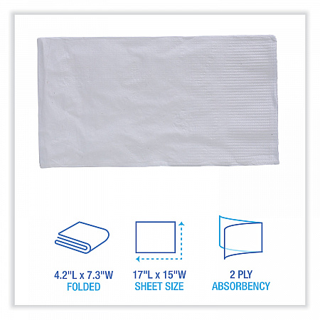Dinner Napkin, 2-Ply, 17 x 15, White, 100/Pack, 30 Packs/Carton (8308W)
