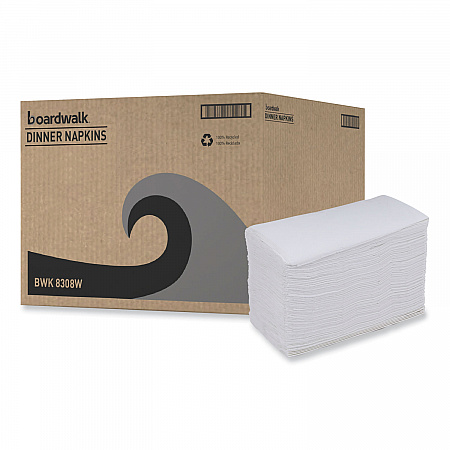 Dinner Napkin, 2-Ply, 17 x 15, White, 100/Pack, 30 Packs/Carton (8308W)