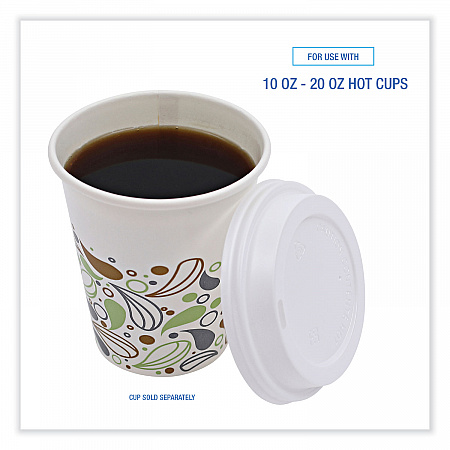 Deerfield Hot Cup Lids, Fits 10 oz to 20 oz Boardwalk Deerfield Hot Cups, Plastic, White, 50/Pack, 20 Packs/Carton (DEERHLIDW)