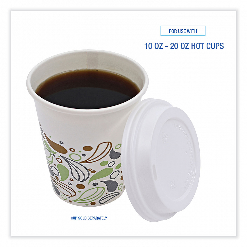 Deerfield Hot Cup Lids, Fits 10 oz to 20 oz Boardwalk Deerfield Hot Cups, Plastic, White, 50/Pack, 20 Packs/Carton (DEERHLIDW)