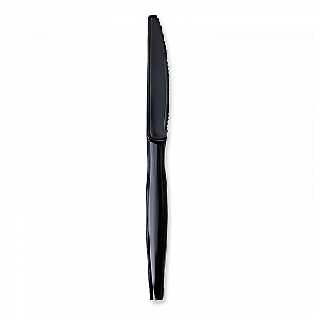 Heavyweight Wrapped Polystyrene Cutlery, Knife, Plastic, Black, 1,000/Carton (KNIHWPSBIW)