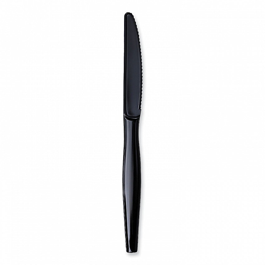 Heavyweight Wrapped Polystyrene Cutlery, Knife, Plastic, Black, 1,000/Carton (KNIHWPSBIW)