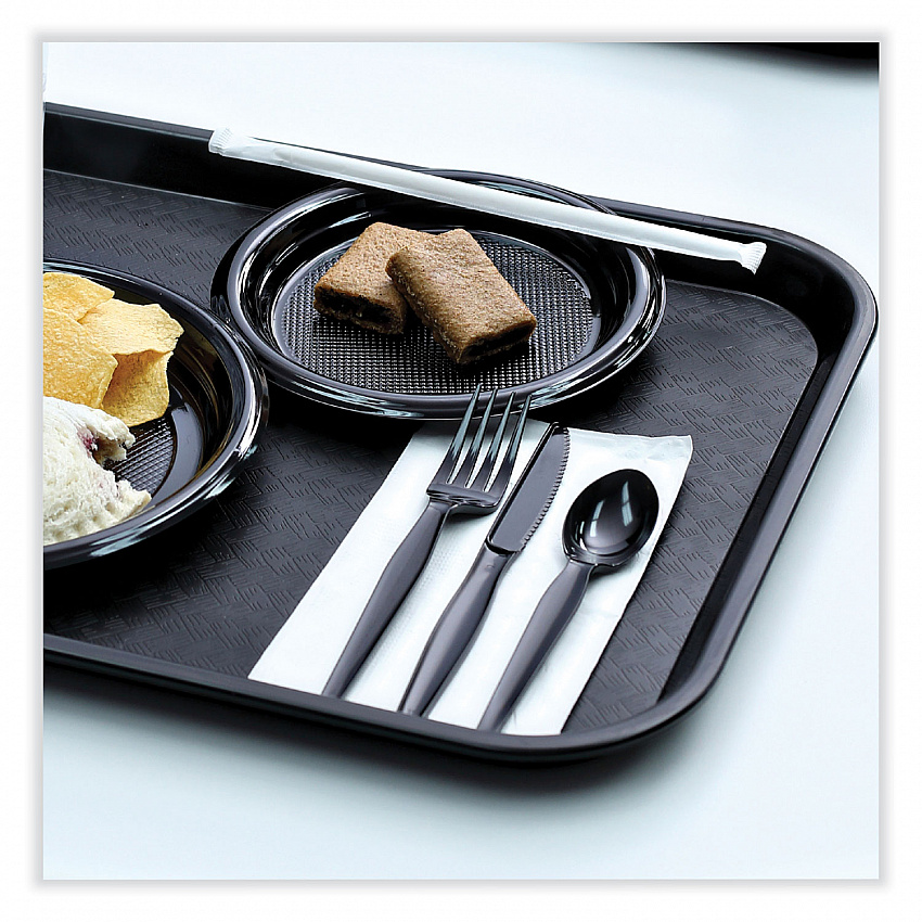Heavyweight Wrapped Polystyrene Cutlery, Knife, Plastic, Black, 1,000/Carton (KNIHWPSBIW)