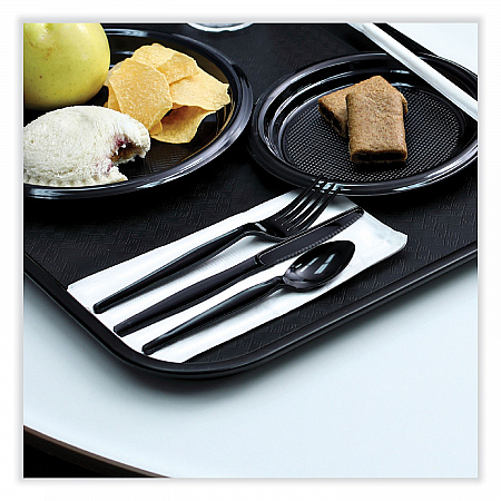 Heavyweight Wrapped Polystyrene Cutlery, Knife, Plastic, Black, 1,000/Carton (KNIHWPSBIW)