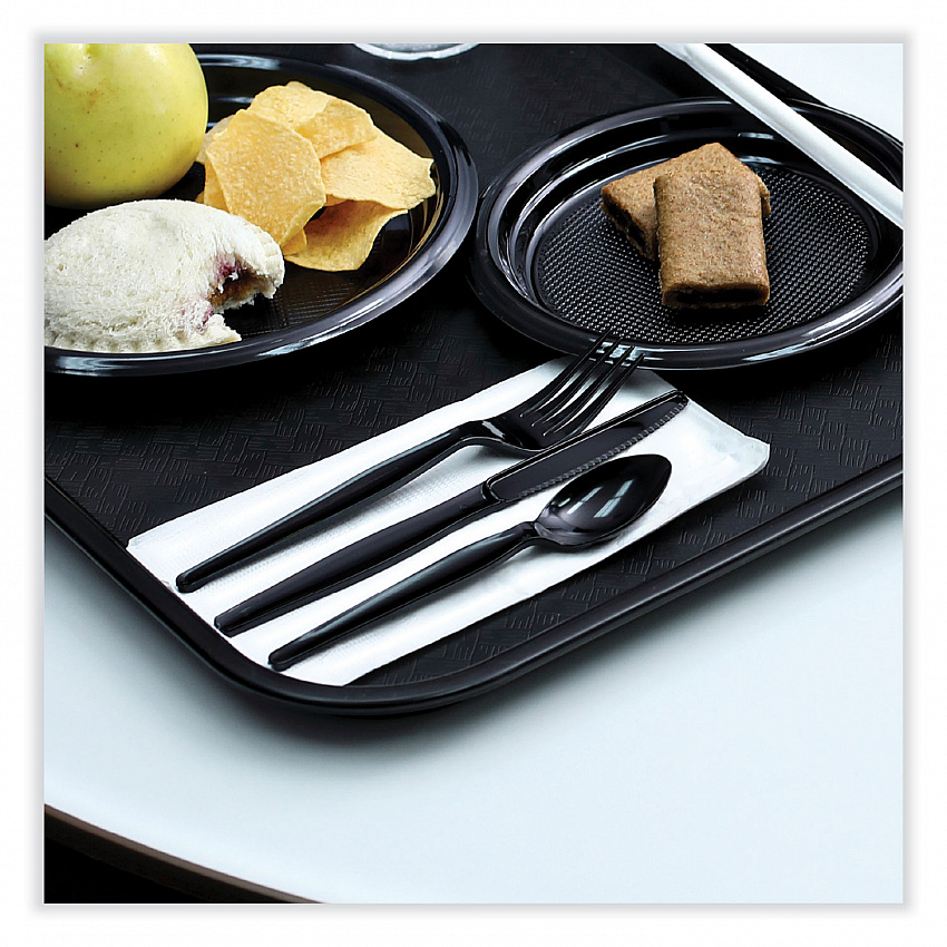 Heavyweight Wrapped Polystyrene Cutlery, Knife, Plastic, Black, 1,000/Carton (KNIHWPSBIW)
