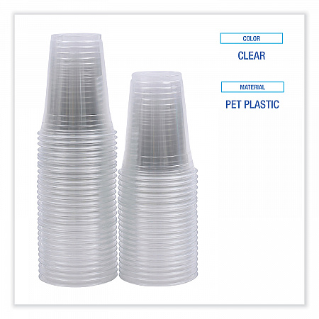 Clear Plastic PET Cups, 16 oz, 50 Cups/Sleeve, 20 Sleeves/Carton (PET16)