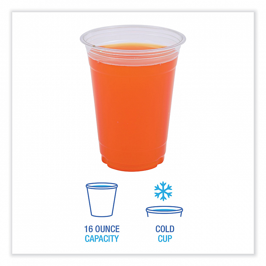 Clear Plastic PET Cups, 16 oz, 50 Cups/Sleeve, 20 Sleeves/Carton (PET16)