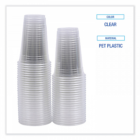 Clear Plastic PET Cups, 20 oz, 50/Sleeve, 20 Sleeves/Carton (PET20)