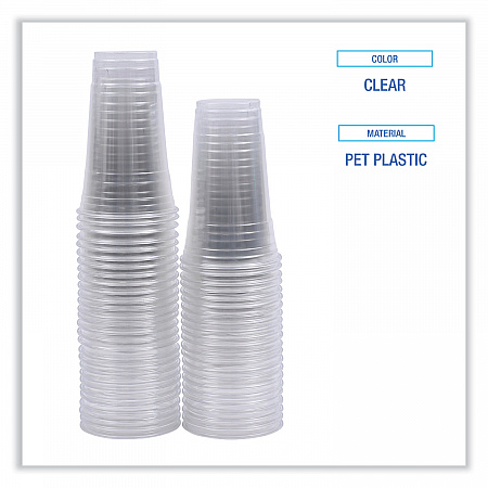 Clear Plastic PET Cups, 24 oz, 50 Cups/Sleeve, 12 Sleeves/Carton (PET24)