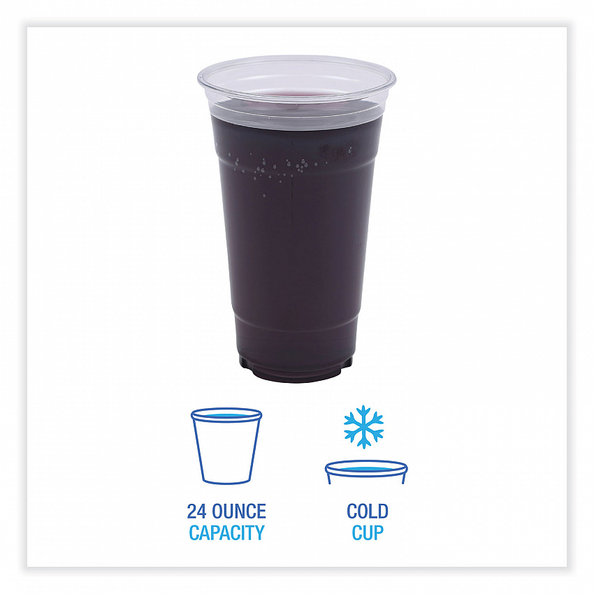 Clear Plastic PET Cups, 24 oz, 50 Cups/Sleeve, 12 Sleeves/Carton (PET24)