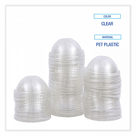 PET Cold Cup Dome Lids, Fits 14 oz to 24 oz Cold Cups, Plastic, Clear, 100/Sleeve, 10 Sleeves/Carton (PETDOME)